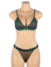 Load image into Gallery viewer, Green Elegant Embroidery Bra Set(12-14) Xl
