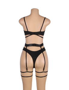 Black Mesh Underwire Garter Set (12-14) Xl