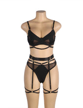 Load image into Gallery viewer, Black Mesh Underwire Garter Set (12-14) Xl
