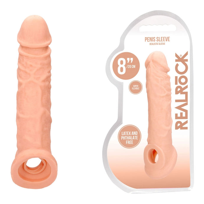 Realrock 8'' Realistic Penis Extender With Rings