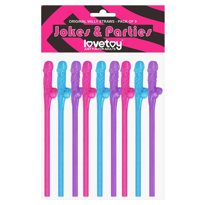 Original Coloured Willy Straws (9 Pack)